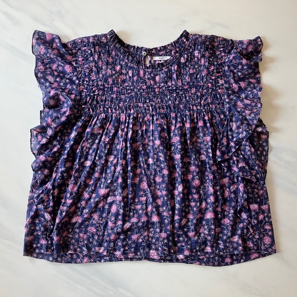 Isabel Marant Etoile Sleveless Ruffled Floral Blouse 44 L XL 10 12 - Picture 1 of 4